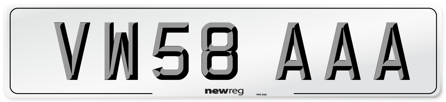 VW58 AAA Number Plate from New Reg